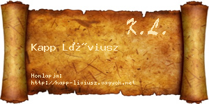Kapp Líviusz névjegykártya